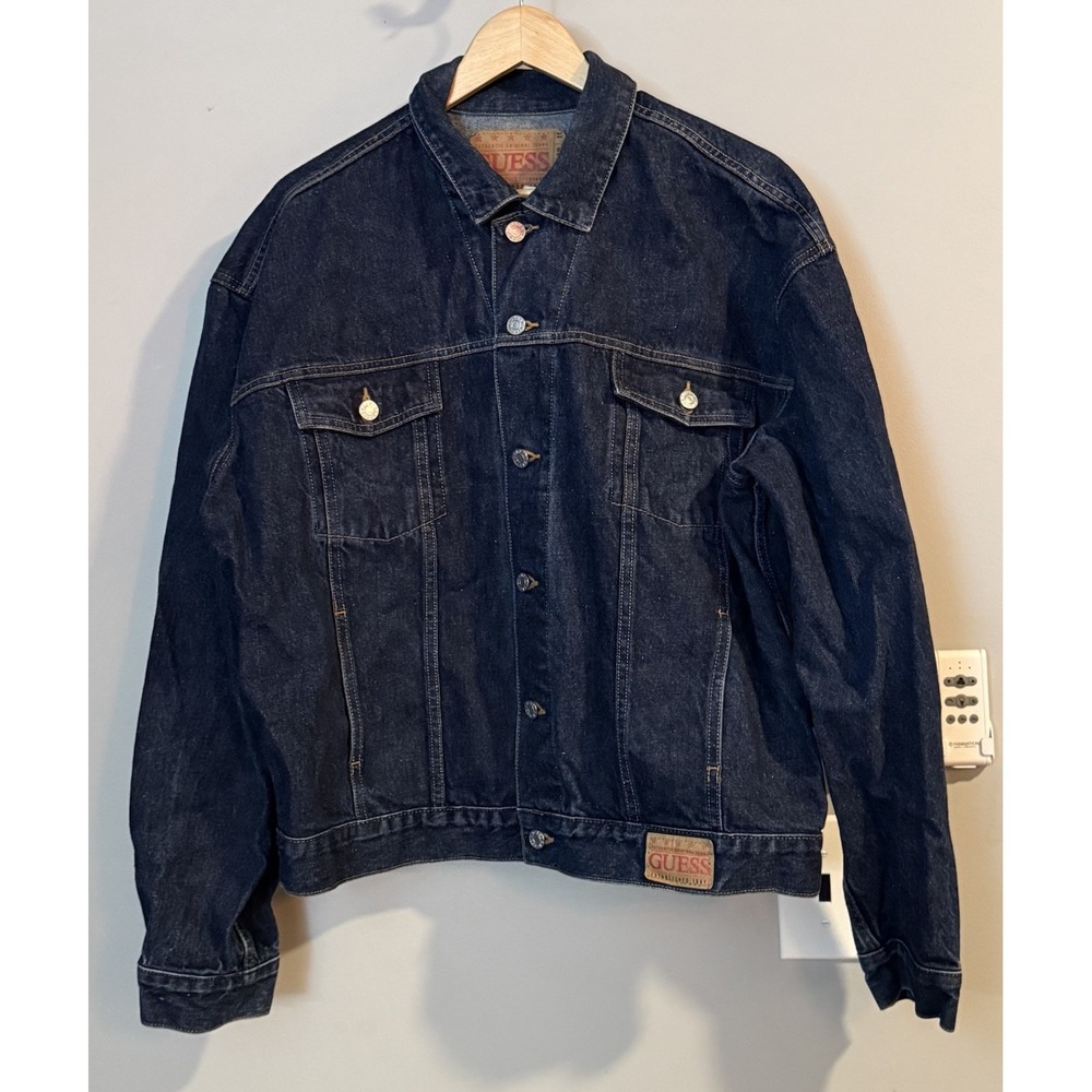 Guess Jacket Denim Trucker‎ Button Up Vintage Y2K 100% Cotton Mens XXL